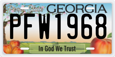 GA license plate PFW1968