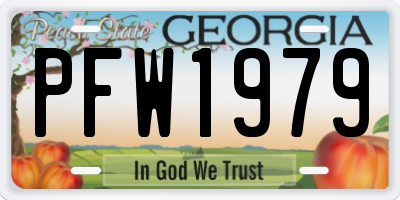 GA license plate PFW1979