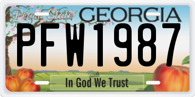 GA license plate PFW1987