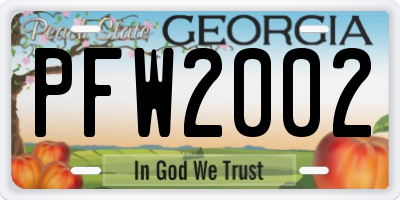 GA license plate PFW2002