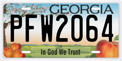 GA license plate PFW2064