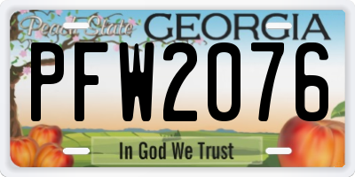 GA license plate PFW2076