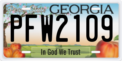 GA license plate PFW2109