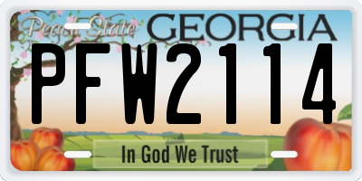 GA license plate PFW2114