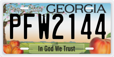GA license plate PFW2144