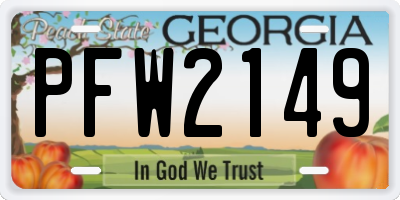 GA license plate PFW2149