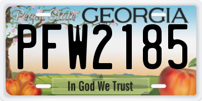 GA license plate PFW2185