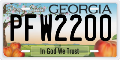 GA license plate PFW2200