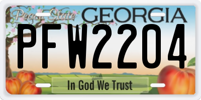 GA license plate PFW2204