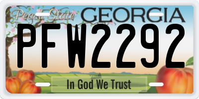GA license plate PFW2292