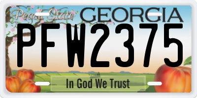 GA license plate PFW2375