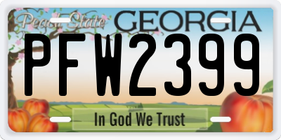 GA license plate PFW2399