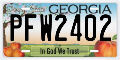 GA license plate PFW2402