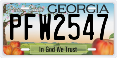 GA license plate PFW2547