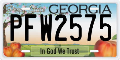 GA license plate PFW2575