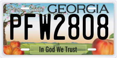 GA license plate PFW2808
