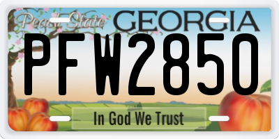 GA license plate PFW2850