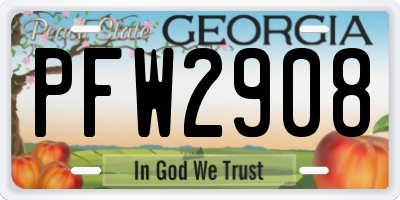 GA license plate PFW2908