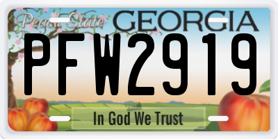 GA license plate PFW2919