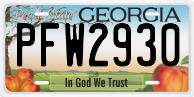 GA license plate PFW2930