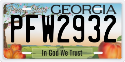 GA license plate PFW2932