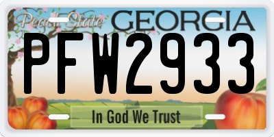 GA license plate PFW2933