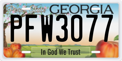 GA license plate PFW3077