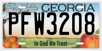 GA license plate PFW3208