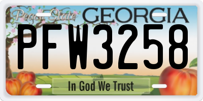 GA license plate PFW3258