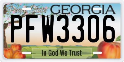 GA license plate PFW3306