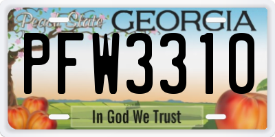 GA license plate PFW3310