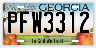 GA license plate PFW3312
