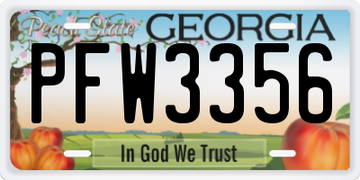 GA license plate PFW3356