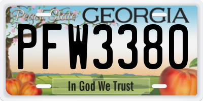GA license plate PFW3380