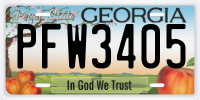 GA license plate PFW3405