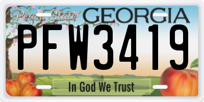 GA license plate PFW3419