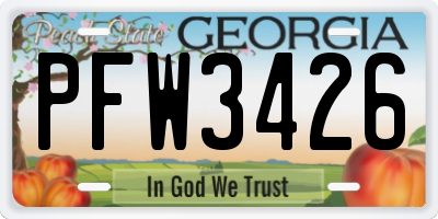 GA license plate PFW3426