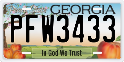 GA license plate PFW3433
