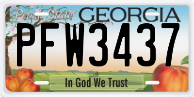 GA license plate PFW3437