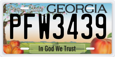 GA license plate PFW3439