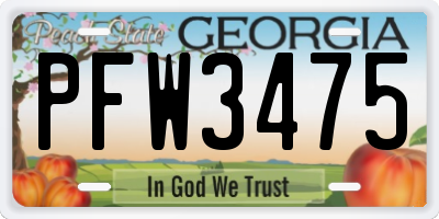GA license plate PFW3475