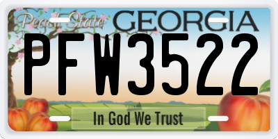 GA license plate PFW3522