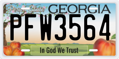 GA license plate PFW3564