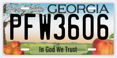 GA license plate PFW3606