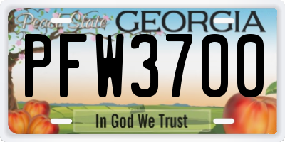 GA license plate PFW3700