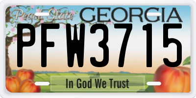 GA license plate PFW3715