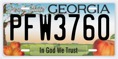 GA license plate PFW3760