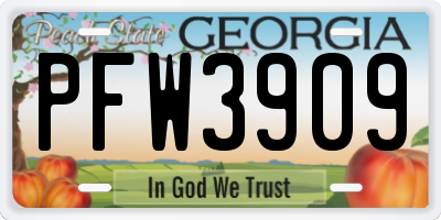 GA license plate PFW3909