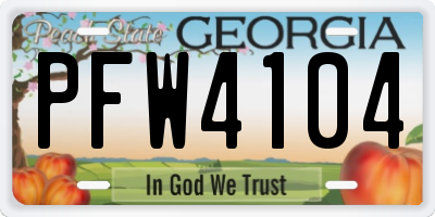 GA license plate PFW4104