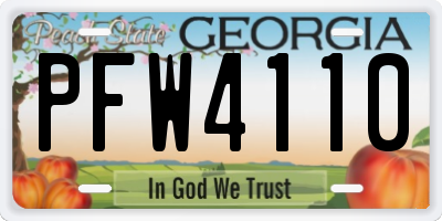GA license plate PFW4110